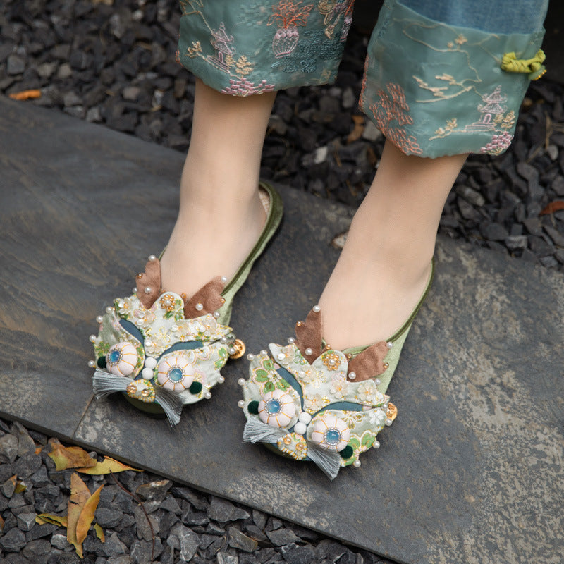 Intangible Cultural Heritage Handmade Dragon Head Shoes – Retro Trend Women’s Slippers