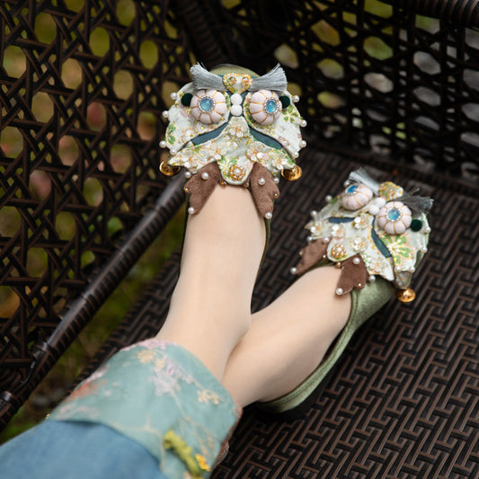 Intangible Cultural Heritage Handmade Dragon Head Shoes – Retro Trend Women’s Slippers