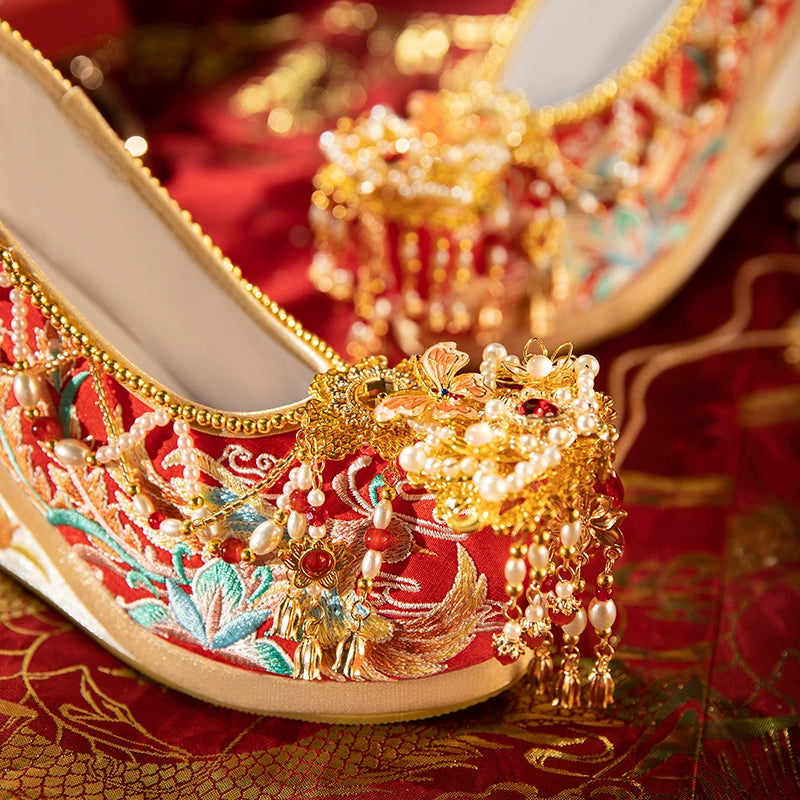 Luxury Custom Xiuhe Wedding Shoes – Vintage Fashion Women’s Footwear