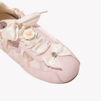 Sakura Glow Sneakers - Women's Pink Floral Bow Platform Shoes