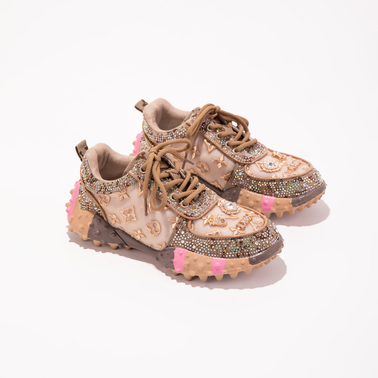 Sparkle Sneakers - Women's Sequin Platform Shoes | Breathable Mesh Walking Shoes