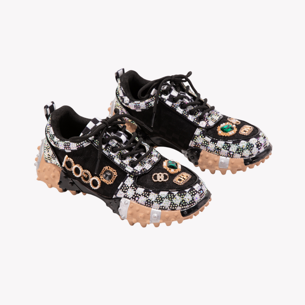 Sparkle Sneakers - Women's Sequin Platform Shoes | Breathable Mesh Walking Shoes