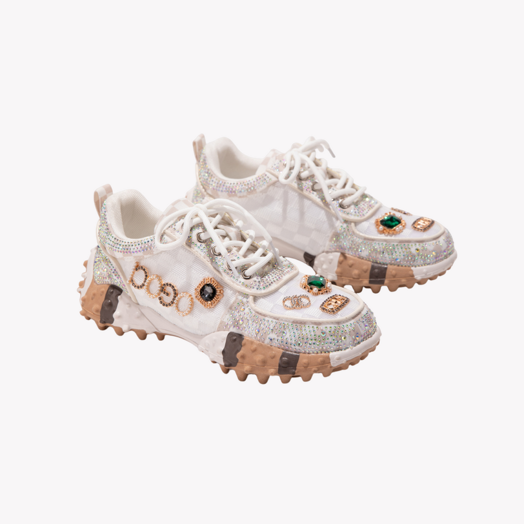 Sparkle Sneakers - Women's Sequin Platform Shoes | Breathable Mesh Walking Shoes