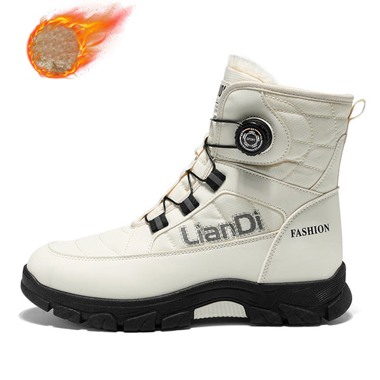 Men’s 2025 Winter Thick-Soled Snow Boots – Fleece-Lined, Warm, Padded Cotton Boots with Rotating Buckle Design