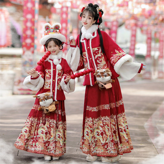 Dragon-Phoenix Harmony · 2025 Ming-Style Mother-Daughter Hanfu Set